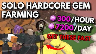 SOLO HARDCORE GEM FARMING  7200 PER DAY  ROBLOX Tower Defense Simulator [upl. by Philipp]