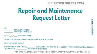 Repair And Maintenance Request Letter  Sample Letter Requesting for Repair and Maintenance [upl. by Swift]