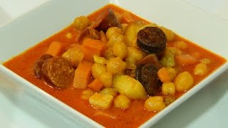 Garbanzos estofados con chorizo receta fácil [upl. by Hauck896]