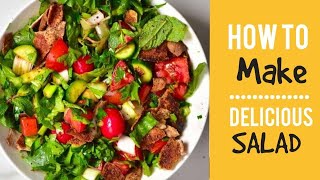 How to make Fattoush salad at home Arabic Green salad [upl. by Ahseinar]