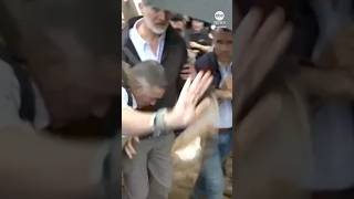 Protesters throw mud at Spain’s King Felipe during visit to floodhit area [upl. by Ogaitnas]