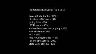 HDFC SECURITIES DIWALI PICKS 2024 latest stockmarket nifty diwalispecial [upl. by Trah]