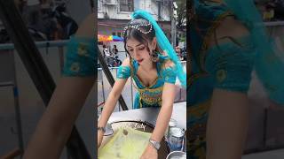 Today Ginnypuy Make roti with bananas and sell  Thai Street Food shorts [upl. by Nnairahs763]