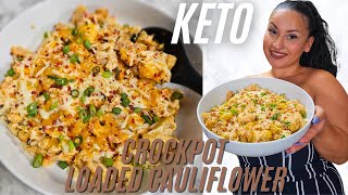 Crock Pot Keto Loaded Cauliflower  Easy Thanksgiving Side [upl. by Enrica217]