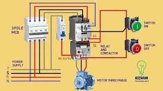 Contactor Connection with NO and NC Switches  Comment brancher un contacteur électrique [upl. by Nailil218]