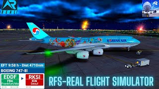 RFS–Real Flight Simulator–FRANKFURT–To–SEOUL–Full Flight–B7478I–Korean Air–Full HD–Real Route [upl. by Groeg]