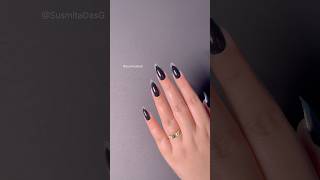 Easy Black Chrome french tip at home for beginners💅🎀🏡✨shorts nailart naildesign youtubeshorts [upl. by Haliak]