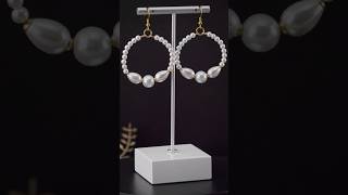 Quick amp Easy Beaded Pearl Earring Design  5 min Craft  DIY Hoop Earrings  handmade jewellery [upl. by Jamal]