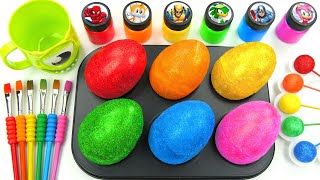 Satisfying Video Rainbow Mixing All Candy in Color EGGS Fruit Rainbow Glitter Lollipop Cutting ASMR [upl. by Pelligrini]