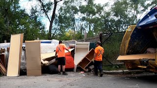 BIG Garbage collection in Canada PACKING OUT OVER 15 MATTRESSES AND MULTIPLE COUCHES garbagetruck [upl. by Eikceb]