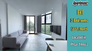 RENT  Apartment Duplex 3 Bedrooms in Phsar They 2 Daun Penh Phnom Penh 650 month [upl. by Atirys]