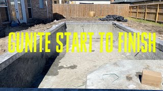 Saltwater Gunite Swimming Pool Construction with spray deck and PebbleTec Step by Step [upl. by Niessuh573]