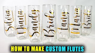 DIY PERSONALIZED NAME CHAMPAGNE FLUTES  Lucykiins [upl. by Clovis]