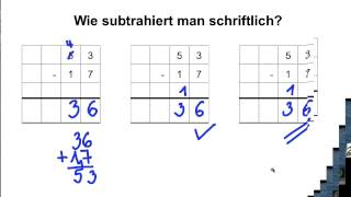 Schriftliche Subtraktion erklärt [upl. by Ayatnahs]