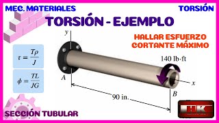 CALCULAR EL ESFUERZO CORTANTE MAXIMO TORSION Y ANGULO DE GIRO EJEMPLO 👨‍🏫 [upl. by Ylsel109]