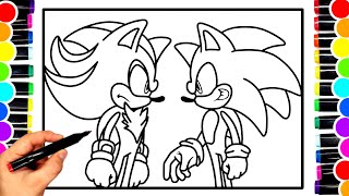 Sonic Coloring Pages NEW Sonic Team NEW Sonic in the movie 3 Tails Knuckles Amy Rose COLORING 38с [upl. by Nan762]