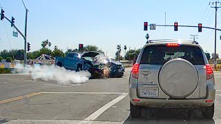 EXTREME CAR CRASH PICKUP TBONES SUV INTO CANAL  DASHCAM STORIES 96 [upl. by Elysee]