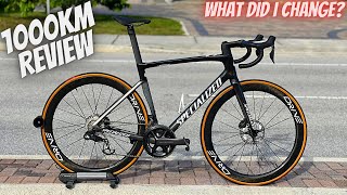 1000km REVIEW OF MY SPECIALIZED TARMAC SL7 amp ELITE WHEELS DRIVE 50D CHANGES MADE TO FIT [upl. by Enaffit]