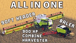 INCREDIBLE COMBINE AND BALER SETUP  ALL IN ONE [upl. by Lancelle]