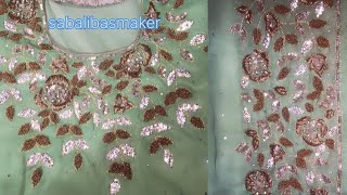 Zardosi work designhand embroidery dabka worksabalibasmakerviral videoyoutube [upl. by Dlanar]