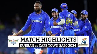 Durban super giants vs mi cape town sa20 2024 match highlights  durban vs cape town 2024 highlights [upl. by Aylatan]