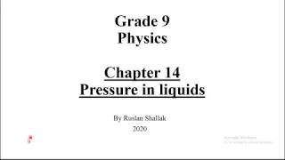 Grade 9 Physics Chapter 14 Pressure in liquids part 2 [upl. by Nylkcaj]