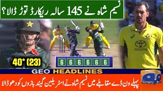 Naseem shah break 145 years record against Australia 1st ODI 2024  naseem shah batting pak vs aus [upl. by Ssitnerp]