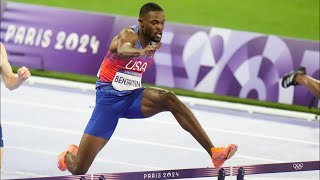 American Rai Benjamin beats worldrecordholder Karsten Warholm for gold in 400meter hurdles [upl. by Marchall179]