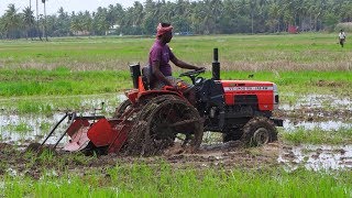 Mini Tractor VST180D HS 4W Puddling Excellent Miniature Paddy Tractor  Palleturi Village [upl. by Eniledam]