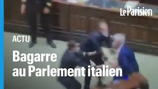 Bagarre en plein Parlement italien autour de lapplication du pass sanitaire [upl. by Leander25]