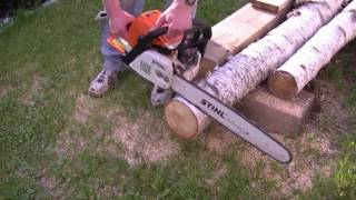 Stihl MS290 Chainsaw START UP [upl. by Ylrebma65]