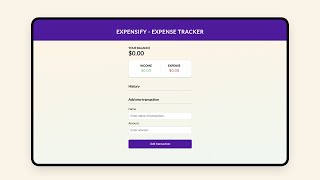 Build an Expense Tracker App with HTML CSS and JavaScript [upl. by Oxley]