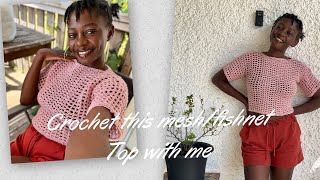 How to crochet a fishnet mesh cardigan top pattern Tutorial [upl. by Mort106]