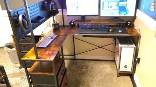 L Shaped Gaming Desk FULL assembly and review  YOOBURE Gaming Desk  HOW to assemble a gaming desk [upl. by Ellerred103]