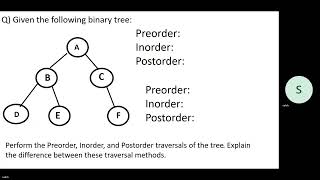 Perform the Preorder Inorder and Postorder traversals of the tree اجتاز الشجرة باستخدام الترتيب [upl. by Aehsal]