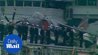 HMS Invincible leaves for Falkland Island with nuclear weapons  Daily Mail [upl. by Munt264]