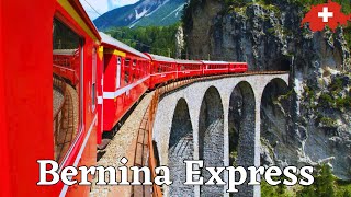 🇨🇭🇮🇹 Bernina Express Scenic Train Ride Tour 4K  Chur Switzerland to Tirano Italy  Highlights [upl. by Icat]