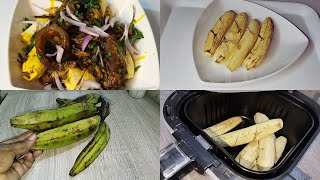 Air Fryer Roasted Plantain With Palm Oil Sauce Recipe  How To Roast Plantain  Boli  Bole Recipe [upl. by Wesa876]