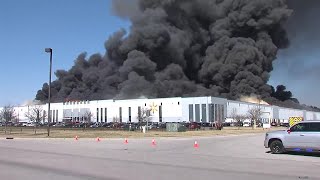 Crews battling fire at Walmart distribution center [upl. by Clark]