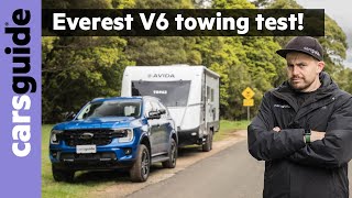 Caravan towing review 2023 Ford Everest V6 4x4 Sport tow test Avida 28tonne [upl. by Karena815]