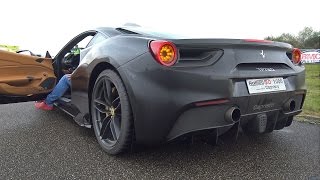 Ferrari 488 GTB w CAPRISTO EXHAUST START REVS DRAG RACES [upl. by Alket]