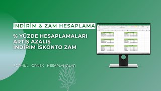 Excel Yüzde  Hesaplamaları  İndirim amp İskonto amp Zam Oranı İle Hesaplama Yapma [upl. by Nawj]