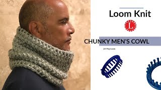 LOOM KNITTING Scarf Mens Cowl on Any Loom [upl. by Adnohsat]