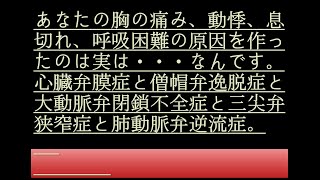 あなたのその息切れ、呼吸困難、胸の痛み、動悸の原因を作ったのは実は・・・なんです。心臓弁膜症と僧帽弁逸脱症と大動脈弁閉鎖不全症と三尖弁狭窄症と肺動脈弁逆流症 心臓弁膜症 大動脈弁閉鎖不全症 [upl. by Resay]