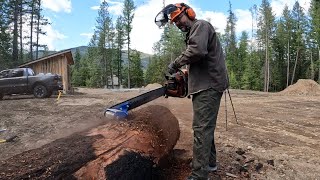 NOT Sure Whats BETTER  Debarking A Burned Log From A Fire A Log Delivery Or Milling Logs Again [upl. by Hakeem]