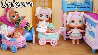 LOL Dolls Baby Unicorn Custom Bedroom with Barbie Family Goldie [upl. by Titos]