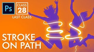 Stroke on Path Adobe Photoshop for Beginners  Last Class 28  Urdu  Hindi [upl. by Kcirre]