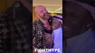 TYSON FURY amp ISRAEL ADESANYA GRAPPLE NIGHT BEFORE FRANCIS NGANNOU SHOWDOWN [upl. by Oznerol653]