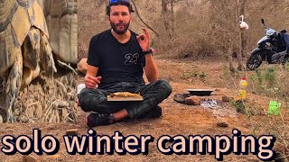 SOLO WINTER BUSHCRAFT CAMPING IN THE FORESTCAMPFIRE COOKING [upl. by Emmi]