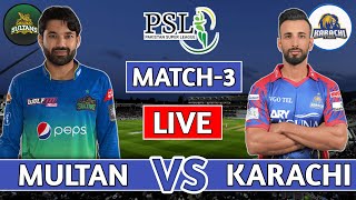 🔴PSL Live MUL vs KAR Live 3rd Match  Multan Sultans vs Karachi Kings Live  cricketlive [upl. by Enilkcaj]